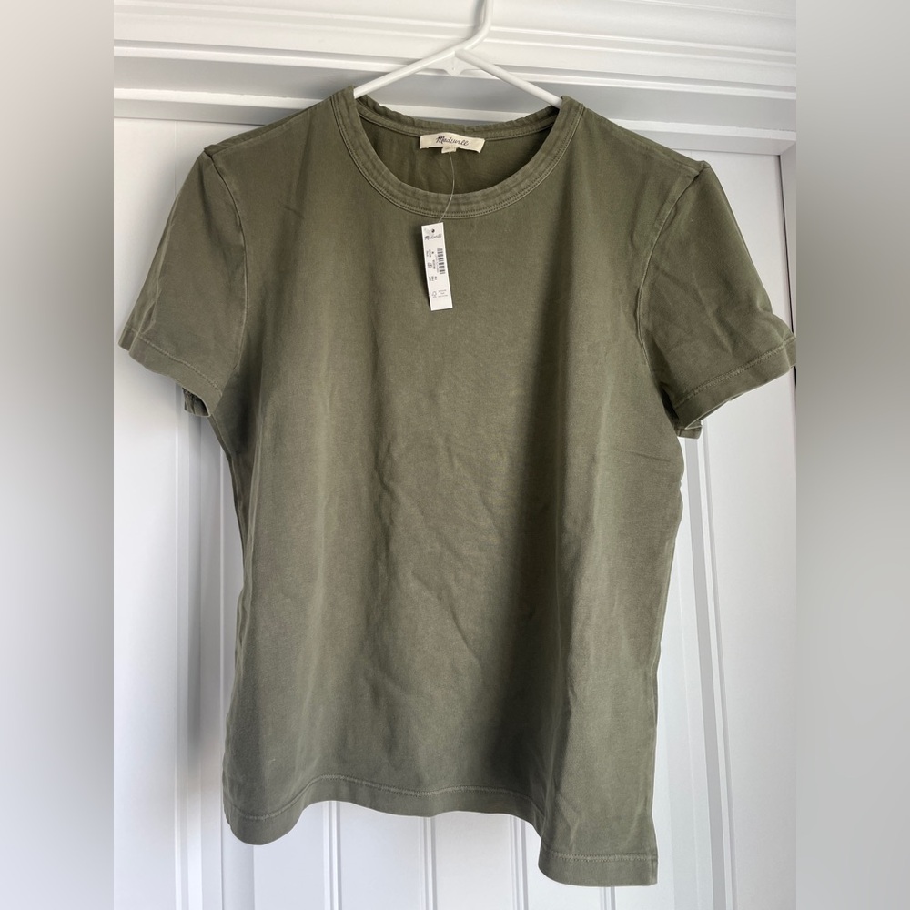 NWT Madewell Cotton Perfect Crewneck Tee in faded ivy - M - Picture 2 of 5